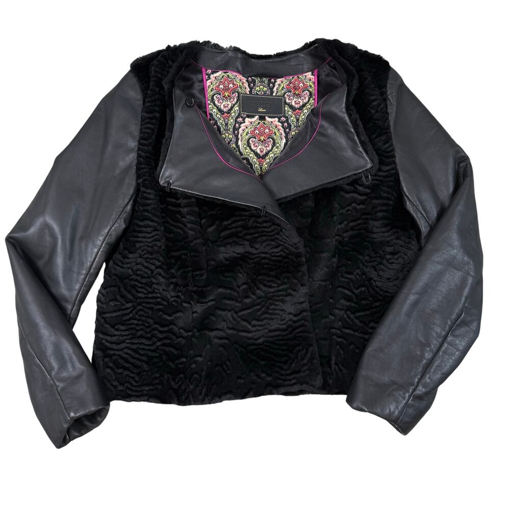 Jekel Paris Women’s Black Dyed Rabbit Fur & Lambskin Leather Jacket France